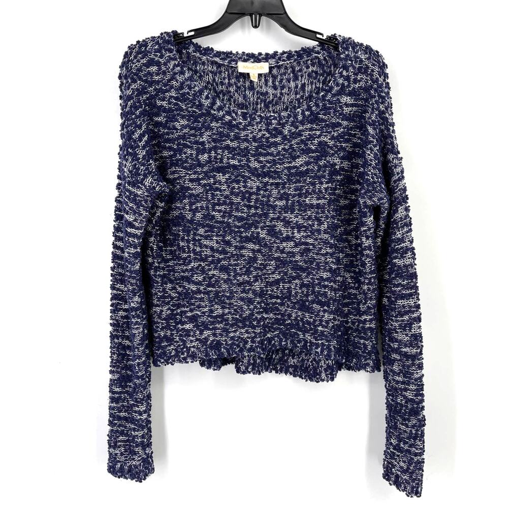 Modcloth Cropped Marled Blue Sweater Womens Size Small